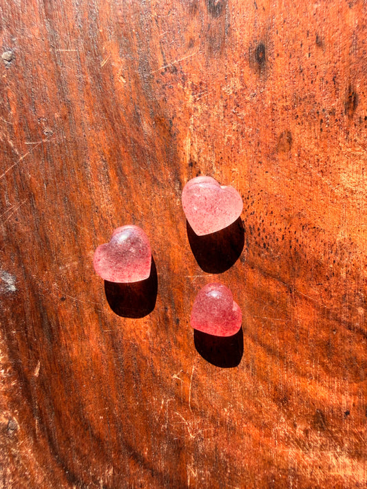 MINI cuori in Quarzo fragola